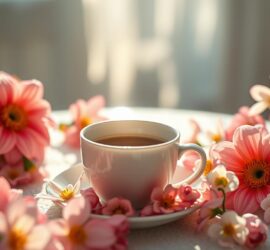 guten Morgen Blumen Kaffee