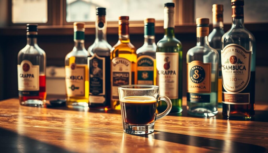 Auswahl Spirituosen für Caffè Corretto Auswahl Spirituosen für Caffè Corretto