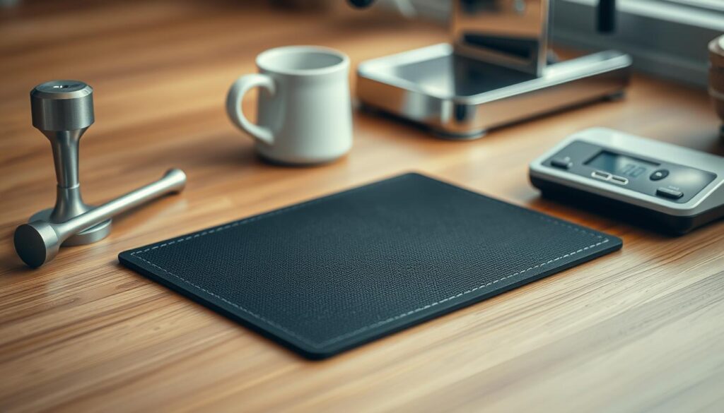 Tampermatte mit Barista Werkzeugen Tampermatte mit Barista Werkzeugen