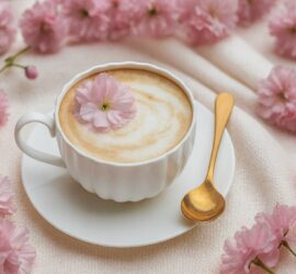 Kaffee mit essbaren Blumen