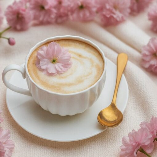Kaffee mit essbaren Blumen